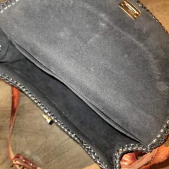 Vintage Maxine Boho Leather Crossbody bag – Rustic Brown Embossed & Hand -stitch - Picture 10 of 10